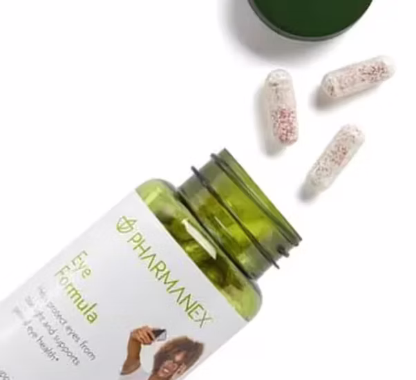 Pharmanex Eye Formula bottle and capsules